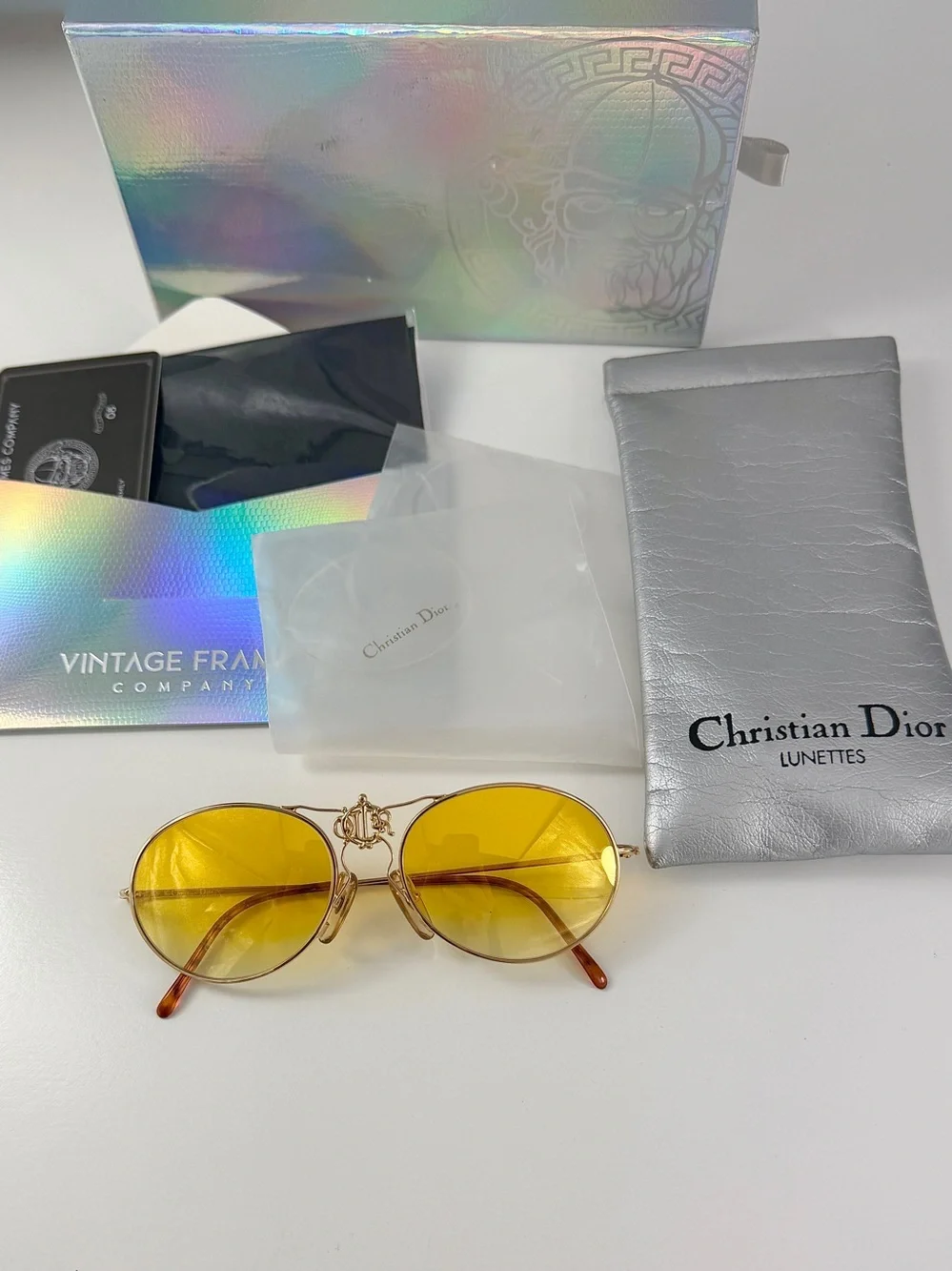 Dior 2640 Royal Crest DeadStock 80s Wire Aviator Custom Sunglasses Lens Full Set